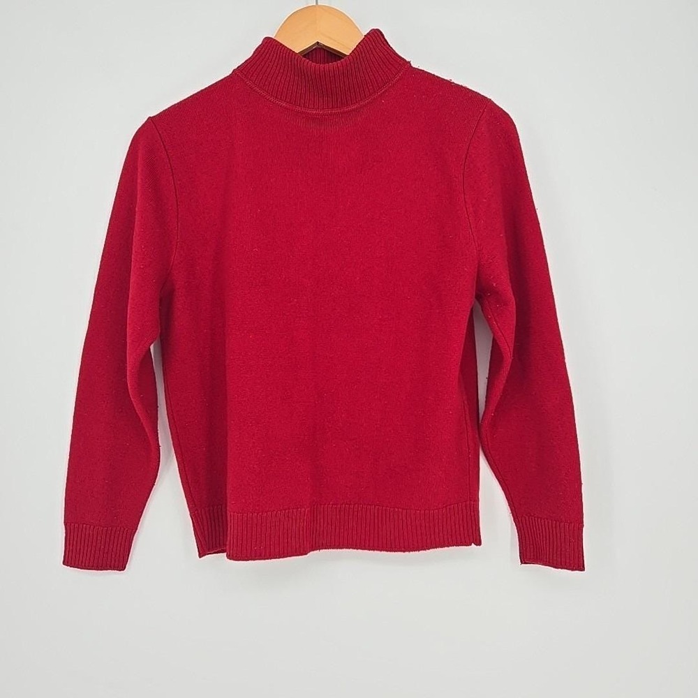 Vtg‎ 70s Pendleton Womens Petite M Red 100% Wool Sweater Mock Neck Pullover